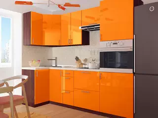 Угловая кухня Color-MIX VIP-Master 2400x2140x1000 Оранжевая, пенал Купить угловую кухню Color-MIX VIP-Master 2400x2140x1000 Оранжевая, пенал