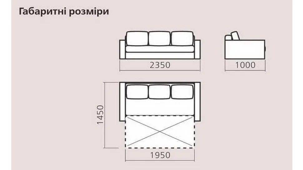 Размеры дивана Циклон