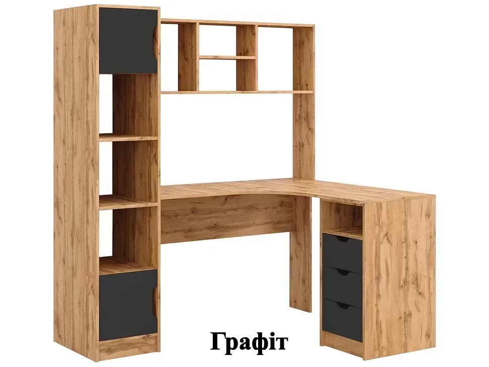 Чорний кутовий письмовий стіл Teenager Viorina DEKO Тінейджер дуб Тахо Чорний кутовий письмовий стіл Teenager Viorina DEKO Тінейджер дуб Тахо
