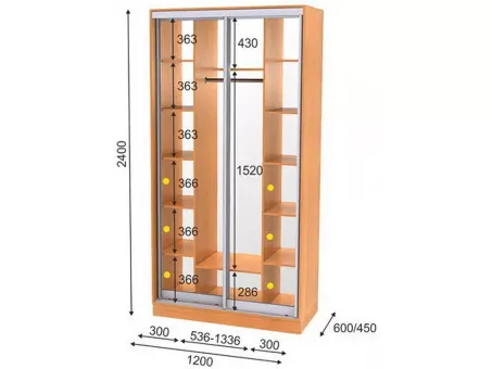 Шафа-купе дводверна Ш-5 1200x2400x600 Фенікс