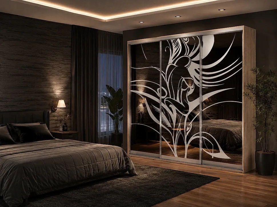 Шкаф-купе Феникс 2200×2400×600 Стандарт трехдверный в гостиной