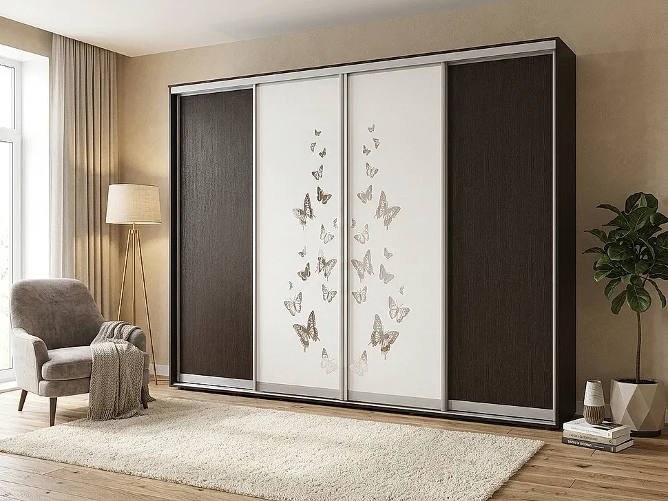 Шкаф-купе 4000×2200×450 Феникс Стандарт в интерьере гостиной