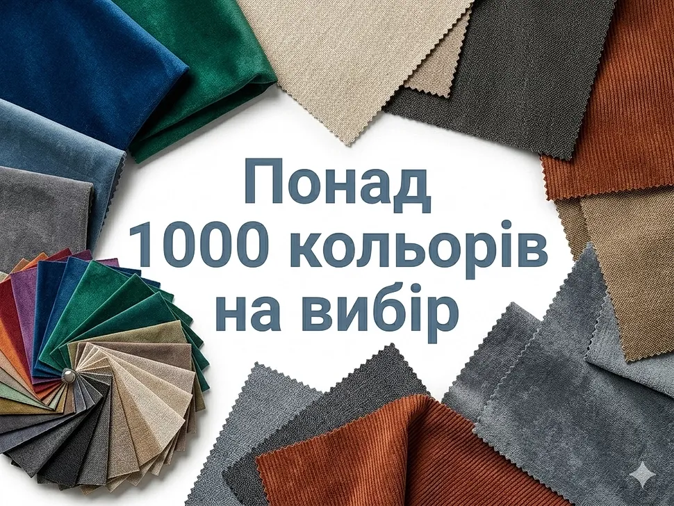 Понад 1000 кольорів тканин на вибір для дивану «Пума» Київський-Стандарт, механізм книжка