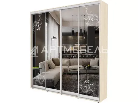 Шкаф купе Алмаз Арт-Мебель Premium четырехдверный 2600