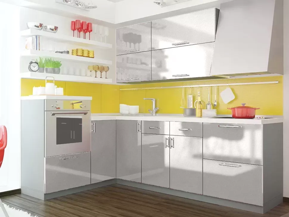 Срібло NEW Металік Кутова кухня Мода 2,4×1,6 м Віп-Майстер Срібло NEW Металік Кутова кухня Мода 2,4×1,6 м Віп-Майстер
