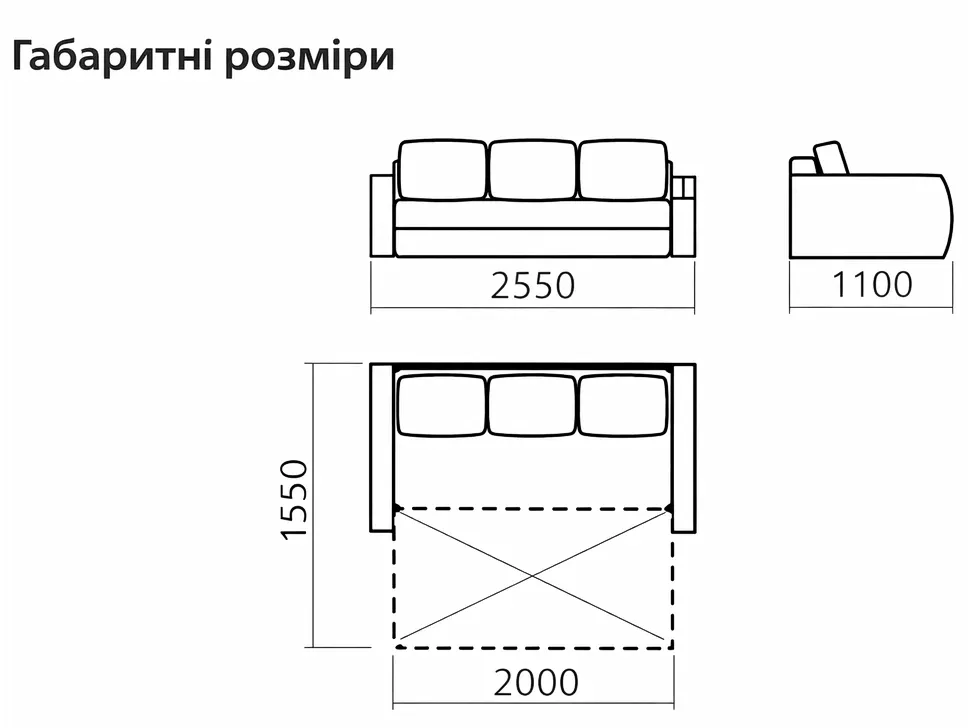 Розміри дванв Соната єврокнижка Київський-Стандарт