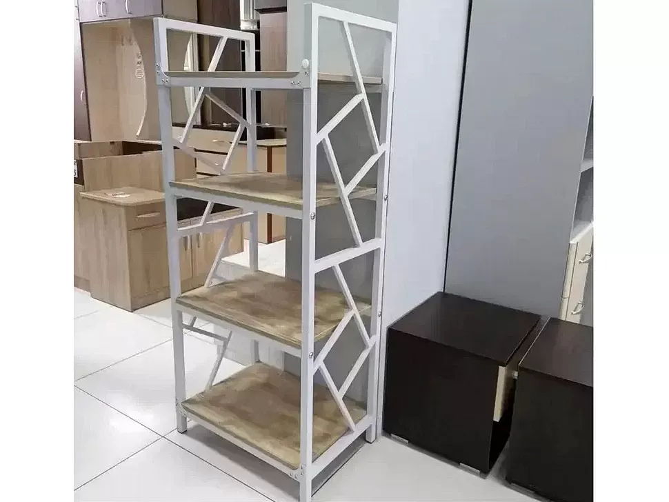 Белый стеллаж Ромбо Loft 4 полки цвет дуб античный мебельная фабрика Металл-Дизайн