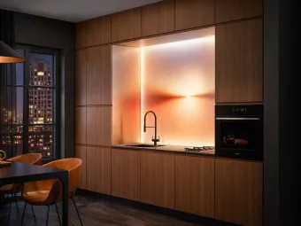 Купити Шпонована кухня WoodLine Lux 3,2 м горіх Браун Віп-Майстер в Києві – ціна від виробника, доставка, кредит, установка від Київ-Меблі™