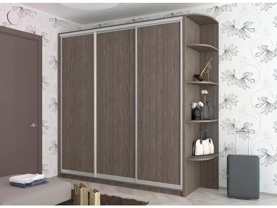 Шкаф-купе трехдверный Стандарт с угловыми полками ВИП-Мастер 2100x600x2400 2,1 метра в интерьере