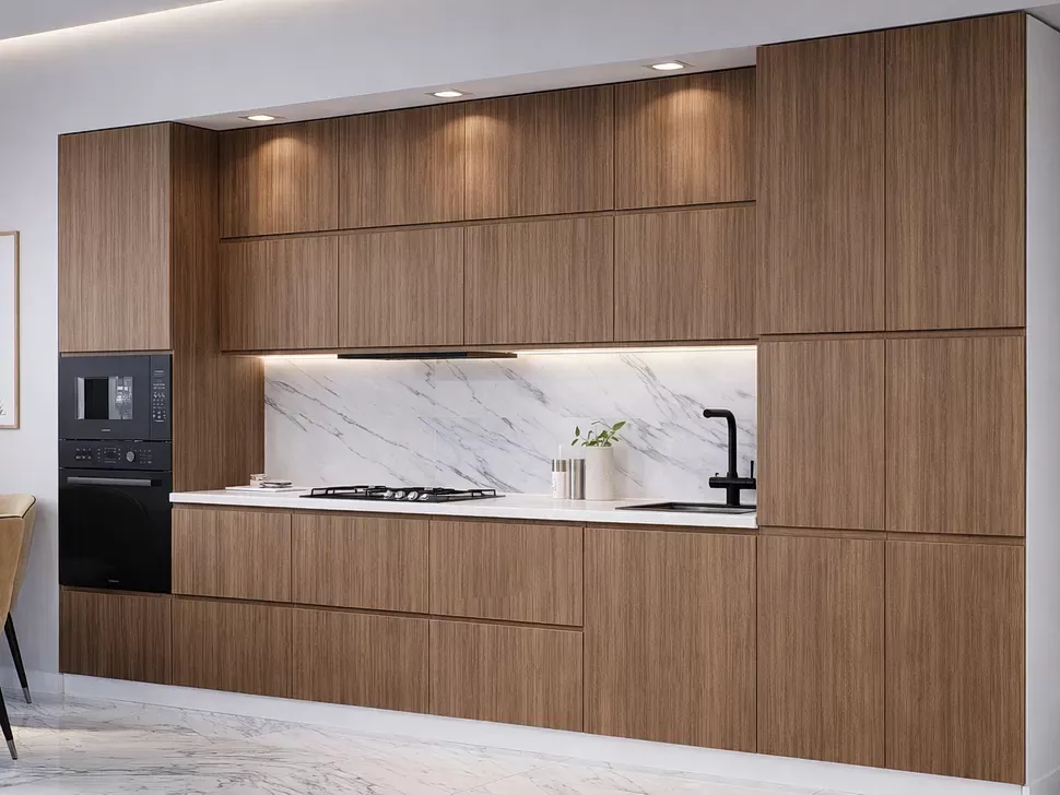 Горіх Браун Шпонована кухня WoodLine Lux 3,8 м дуб старий Віп-Майстер