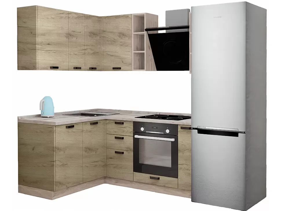 LuxeForm 38 Мм Дуб Крафт Сірий Кутова кухня 1800х1500 мм ДСП фасади Рост
