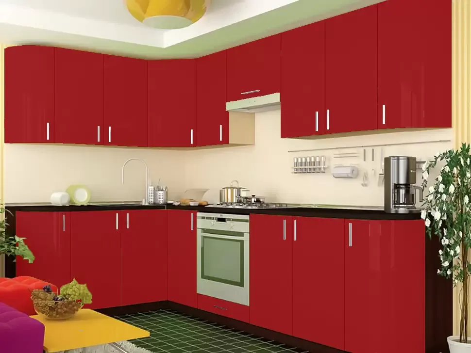 Красная угловая кухня Color-MIX VIP-Master 2700x1700