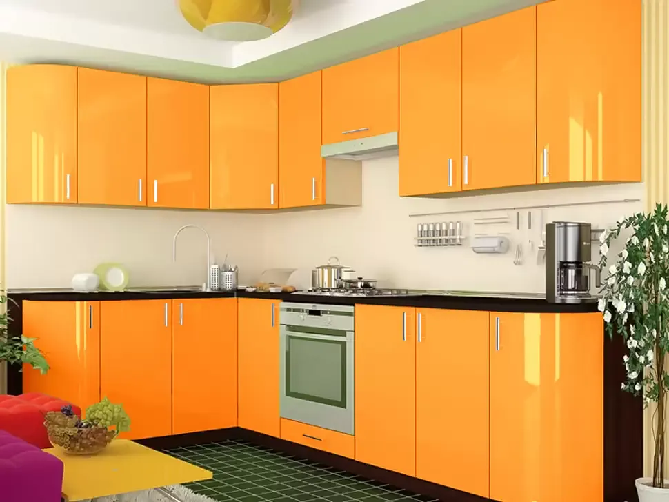 Оранжевая угловая кухня Color-MIX VIP-Master 2700x1700