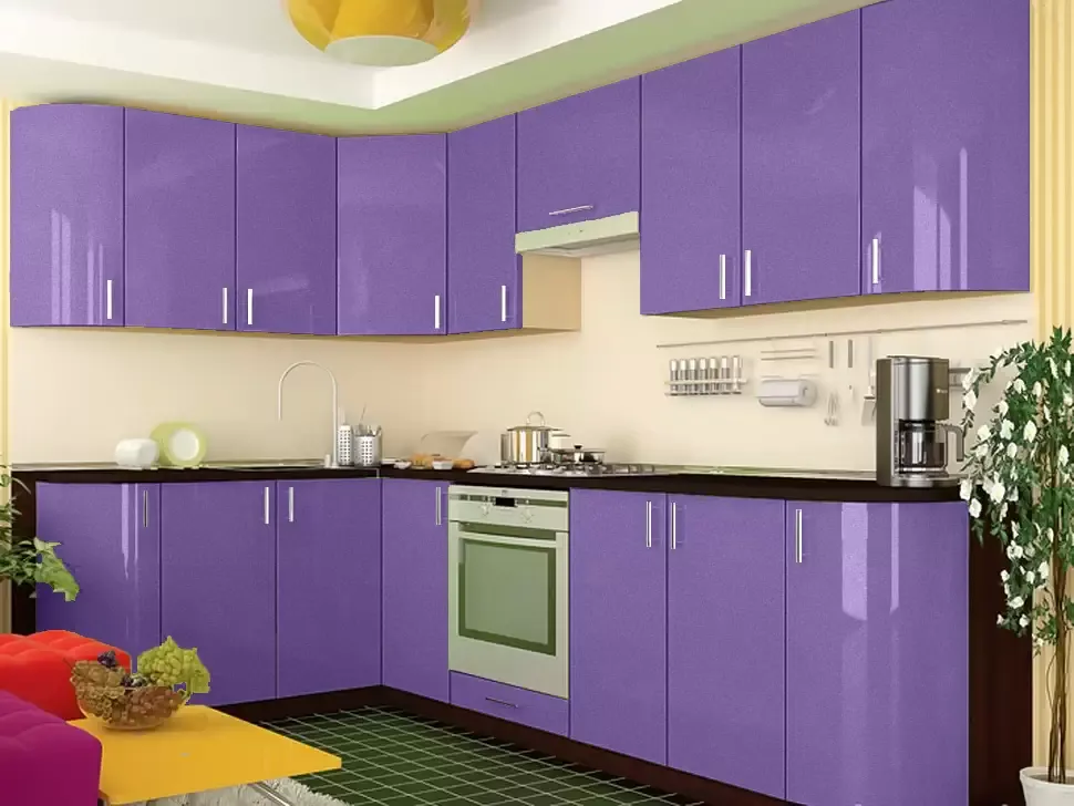 Сиреневый металлик угловая кухня Color-MIX VIP-Master 2700x1700