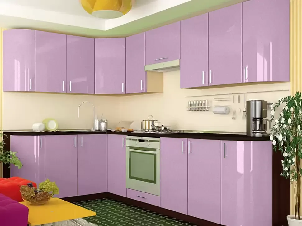 Розовый металлик угловая кухня Color-MIX VIP-Master 2700x1700