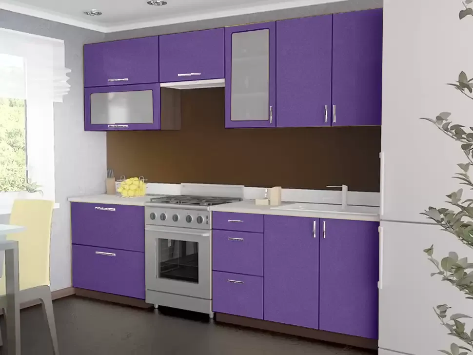 Фиолетовый металлик кухня Колор-МИКС ВИП-Мастер 2.6 метра Фиолетовый металлик кухня Колор-МИКС ВИП-Мастер 2.6 метра