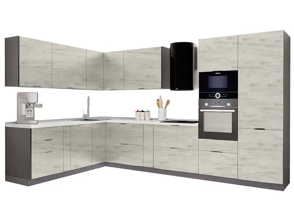 LuxeForm 38 Мм Дуб Крафт Білий Кутова кухня 3600х1500 мм ДСП фасади Рост