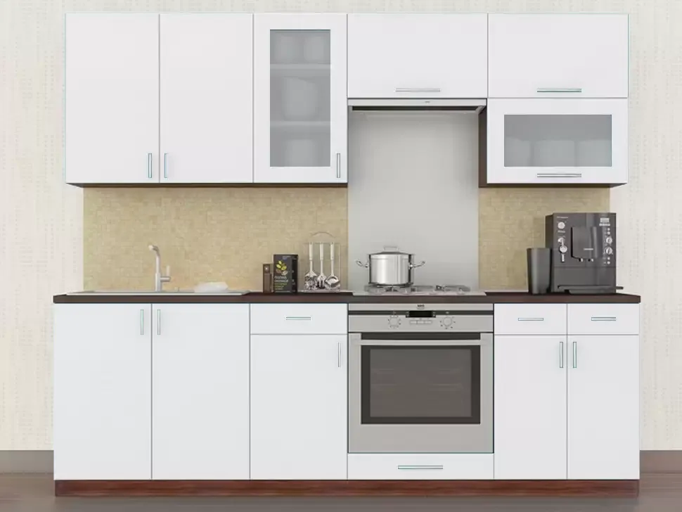 Белая кухня с витриной Color-MIX VIP-Master 2.4 метра Белая кухня с витриной Color-MIX VIP-Master 2.4 метра