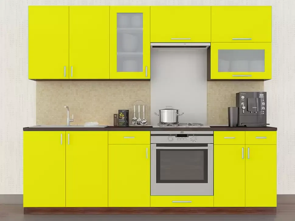 Желтая кухня с витриной Color-MIX VIP-Master 2.4 метра Желтая кухня с витриной Color-MIX VIP-Master 2.4 метра