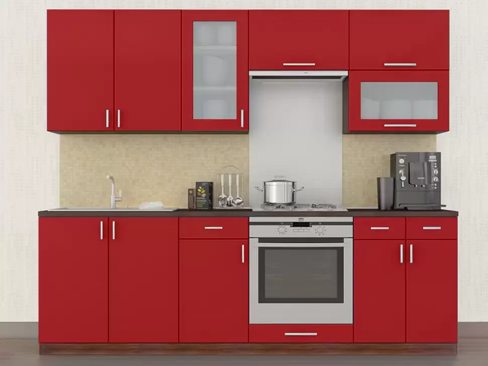 Красная кухня с витриной Color-MIX VIP-Master 2.4 метра Красная кухня с витриной Color-MIX VIP-Master 2.4 метра