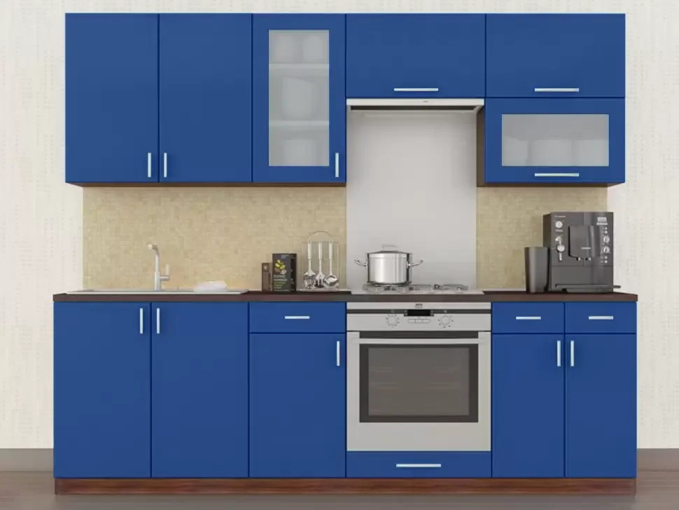 Синяя кухня с витриной Color-MIX VIP-Master 2.4 метра Синяя кухня с витриной Color-MIX VIP-Master 2.4 метра