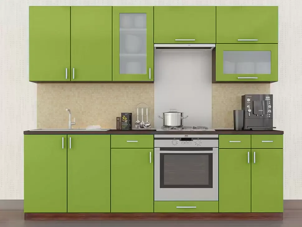 Зеленая кухня с витриной Color-MIX VIP-Master 2.4 метра Зеленая кухня с витриной Color-MIX VIP-Master 2.4 метра