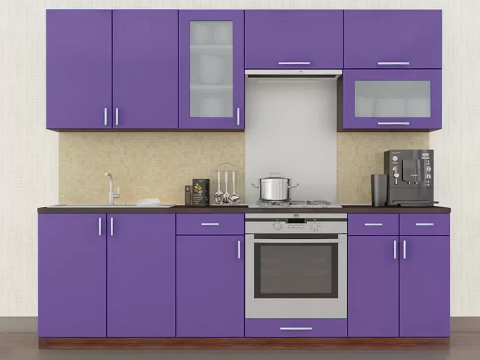 Фиолетовая кухня с витриной Color-MIX VIP-Master 2.4 метра Фиолетовая кухня с витриной Color-MIX VIP-Master 2.4 метра