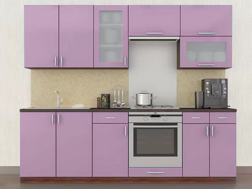 Розовая кухня с витриной Color-MIX VIP-Master 2.4 метра Розовая кухня с витриной Color-MIX VIP-Master 2.4 метра