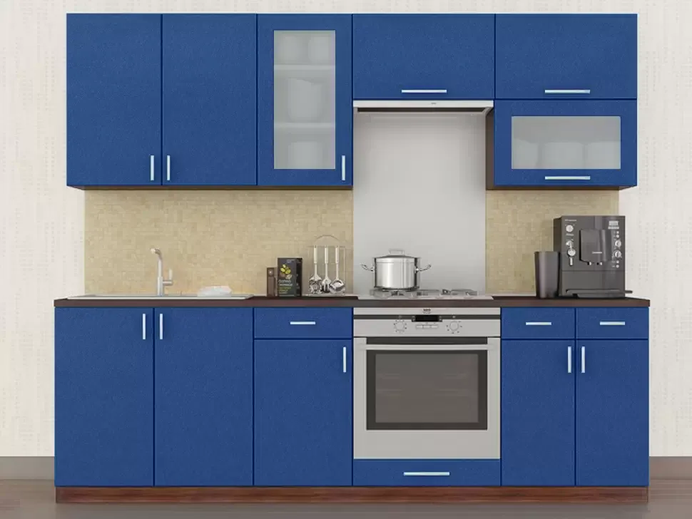 Синий металлик кухня с витриной Color-MIX VIP-Master 2.4 метра Синий металлик кухня с витриной Color-MIX VIP-Master 2.4 метра