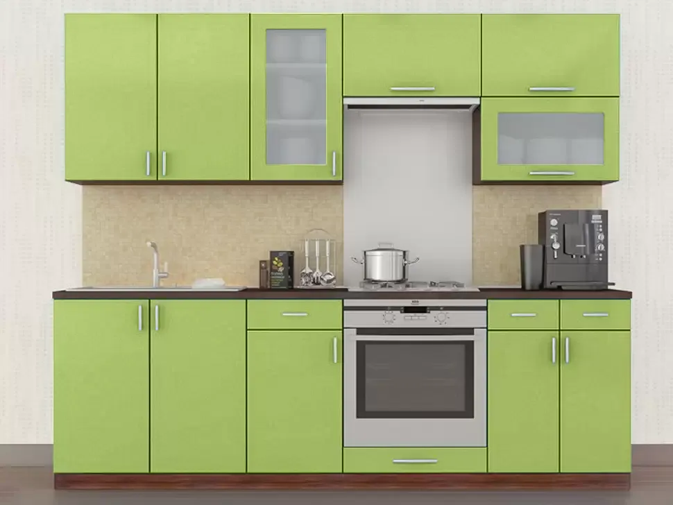Оливка металлик кухня с витриной Color-MIX VIP-Master 2.4 метра Оливка металлик кухня с витриной Color-MIX VIP-Master 2.4 метра