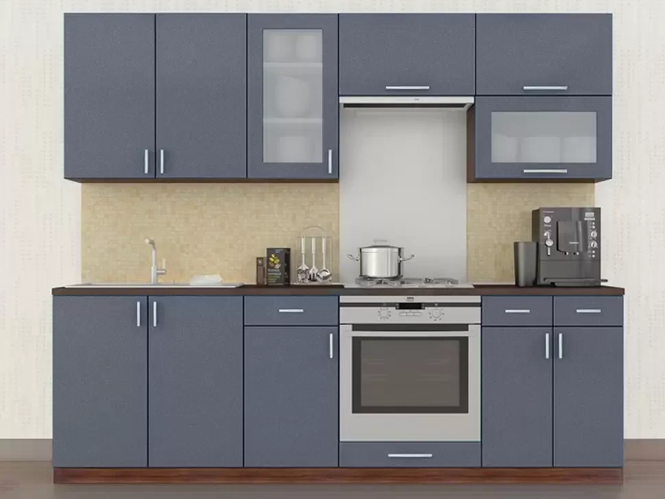 Серый металлик кухня с витриной Color-MIX VIP-Master 2.4 метра Серый металлик кухня с витриной Color-MIX VIP-Master 2.4 метра