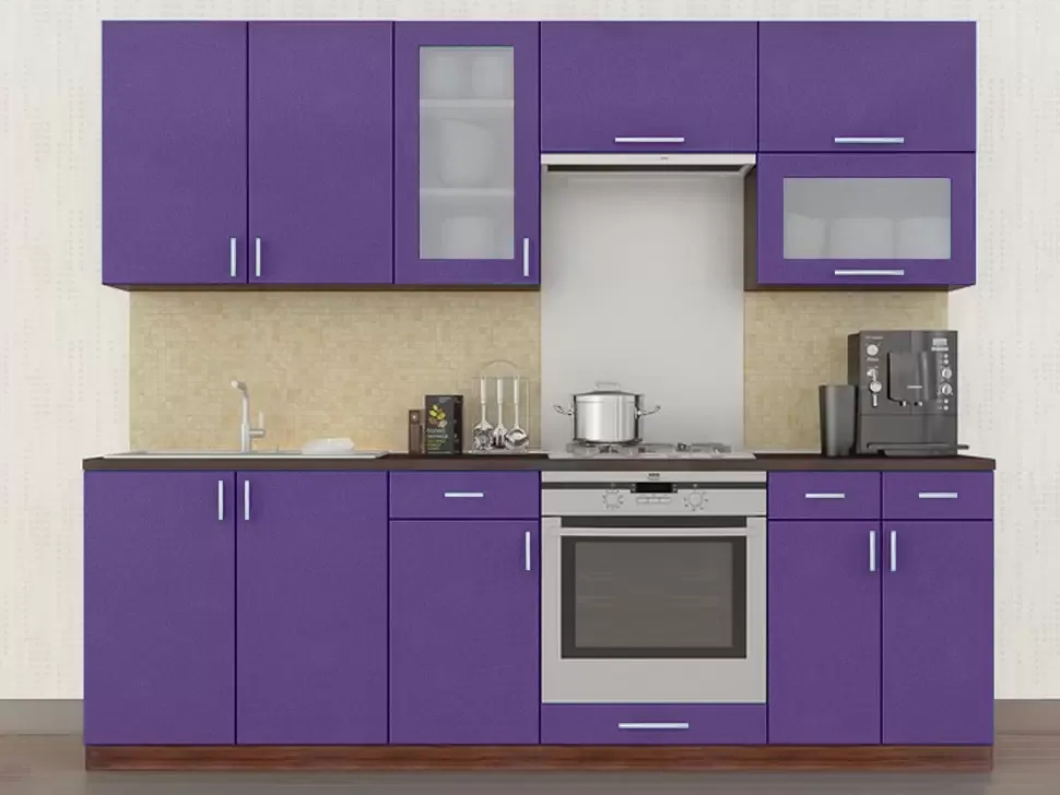 Сиреневый металлик кухня с витриной Color-MIX VIP-Master 2.4 метра Сиреневый металлик кухня с витриной Color-MIX VIP-Master 2.4 метра