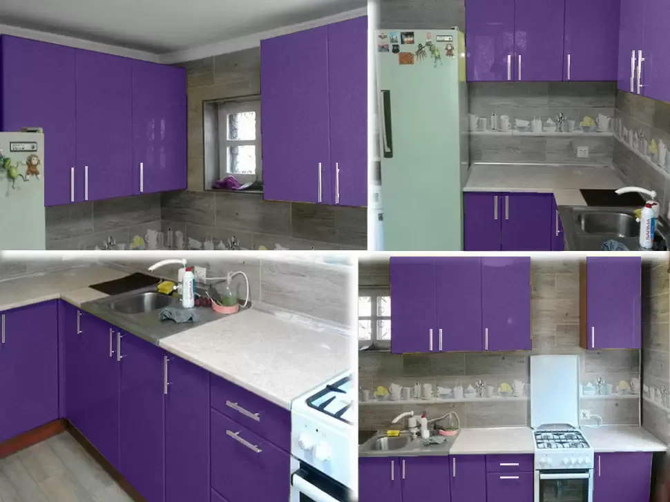 Фиолетовая металлик угловая кухня Color-MIX VIP-Master 2300x1300 Фиолетовая металлик угловая кухня Color-MIX VIP-Master 2300x1300