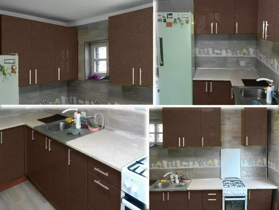 Коричневая металлик угловая кухня Color-MIX VIP-Master 2300x1300 Коричневая металлик угловая кухня Color-MIX VIP-Master 2300x1300