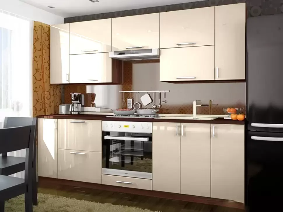 Ванильная кухня-глянец Color-MIX VIP-Master 2.4 метра