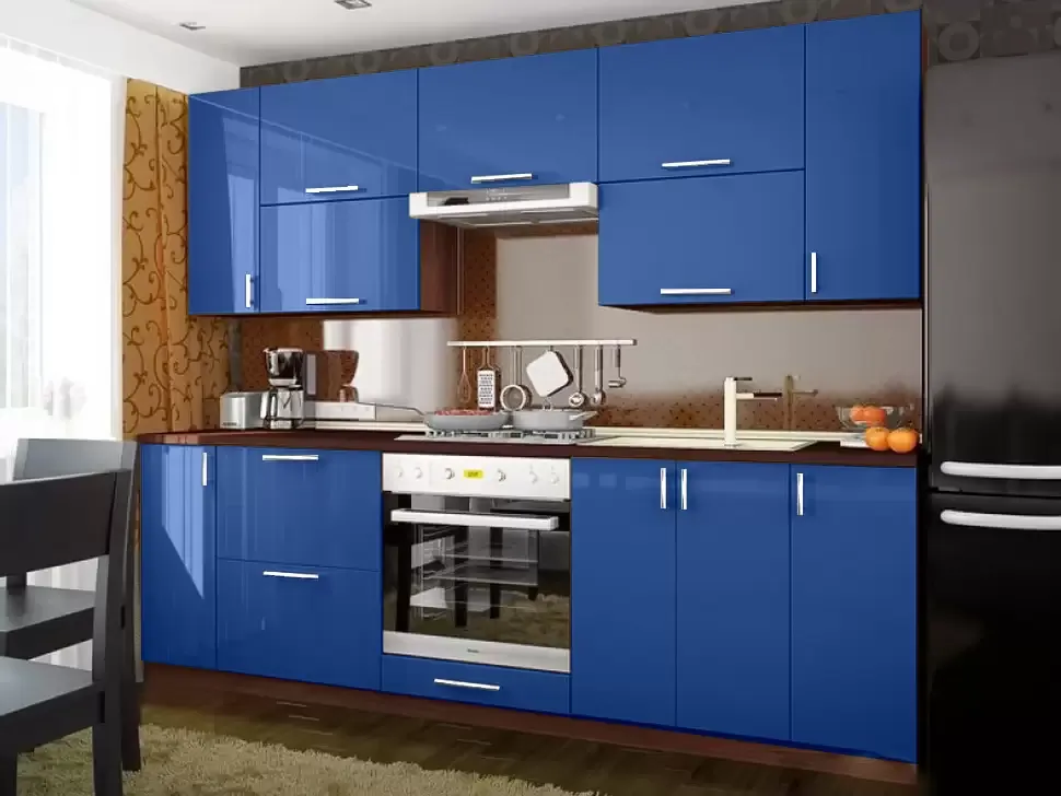 Синяя кухня-глянец Color-MIX VIP-Master 2.4 метра