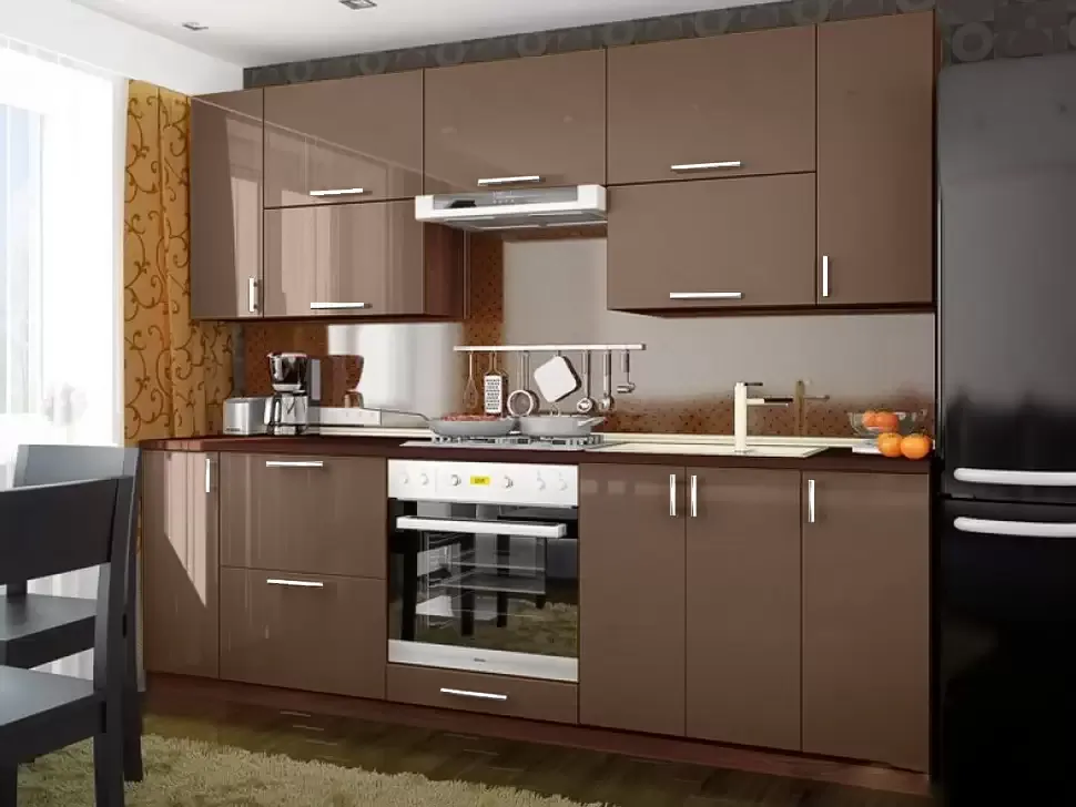 Коричневая кухня-глянец Color-MIX VIP-Master 2.4 метра