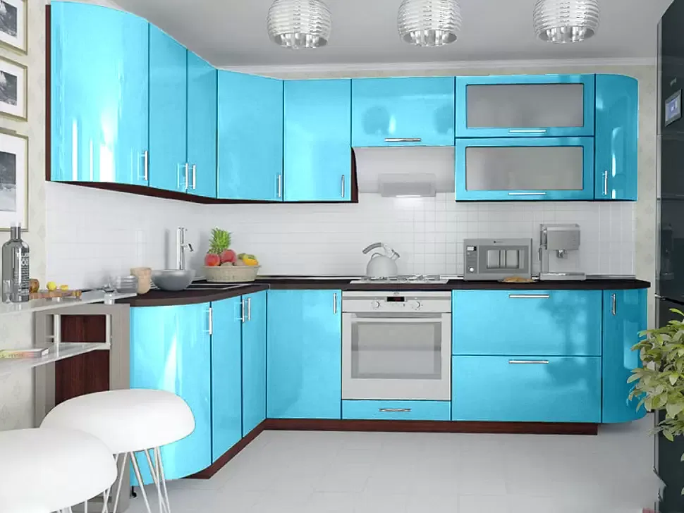 Голубая угловая кухня Color-MIX VIP-Master 2700x1700