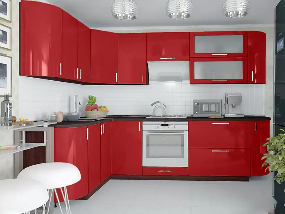 Красная угловая кухня Color-MIX VIP-Master 2700x1700