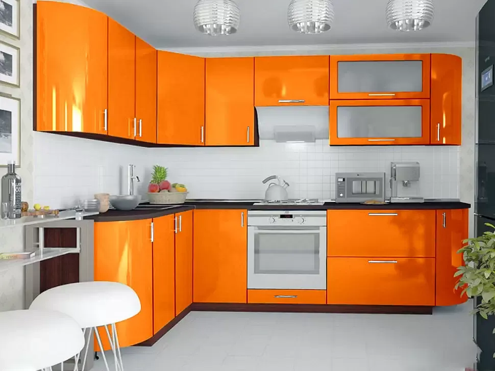 Оранжевая угловая кухня Color-MIX VIP-Master 2700x1700