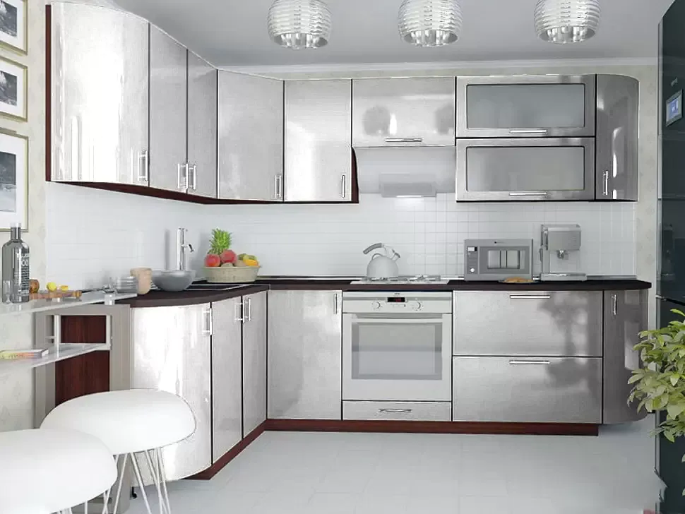 Белая металлик угловая кухня Color-MIX VIP-Master 2700x1700