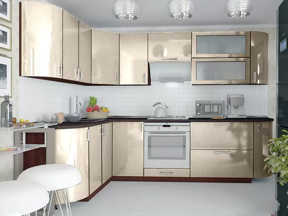 Ванильная металлик угловая кухня Color-MIX VIP-Master 2700x1700