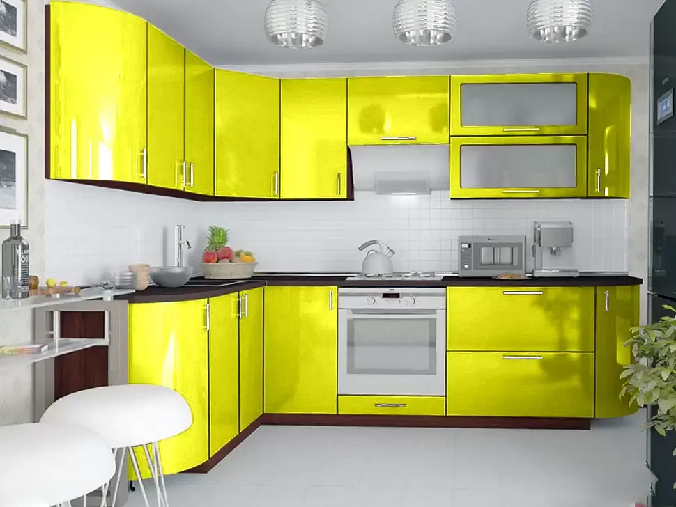 Желтая металлик угловая кухня Color-MIX VIP-Master 2700x1700