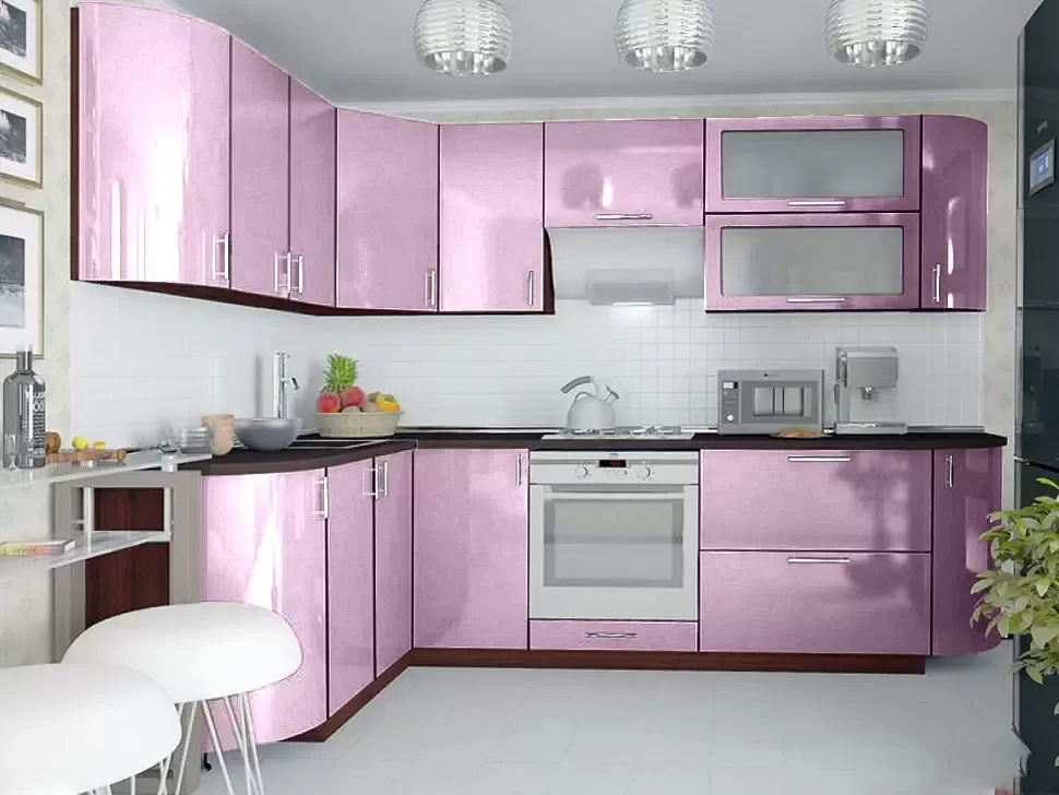 Фиалковая металлик угловая кухня Color-MIX VIP-Master 2700x1700