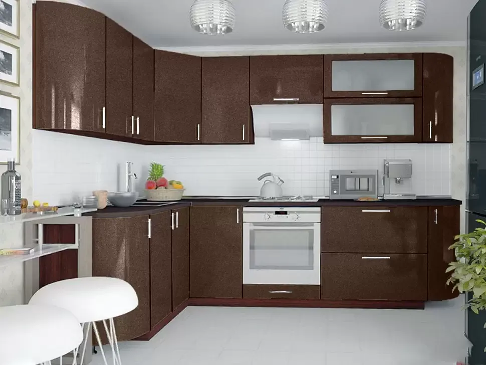 Шоколадная металлик угловая кухня Color-MIX VIP-Master 2700x1700