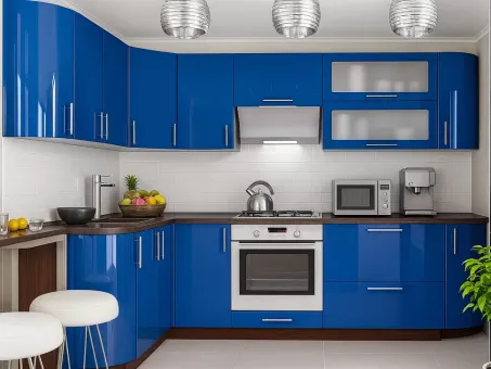 Угловая кухня Колор-Микс 2,7×1,7 м синяя Вип-Мастер