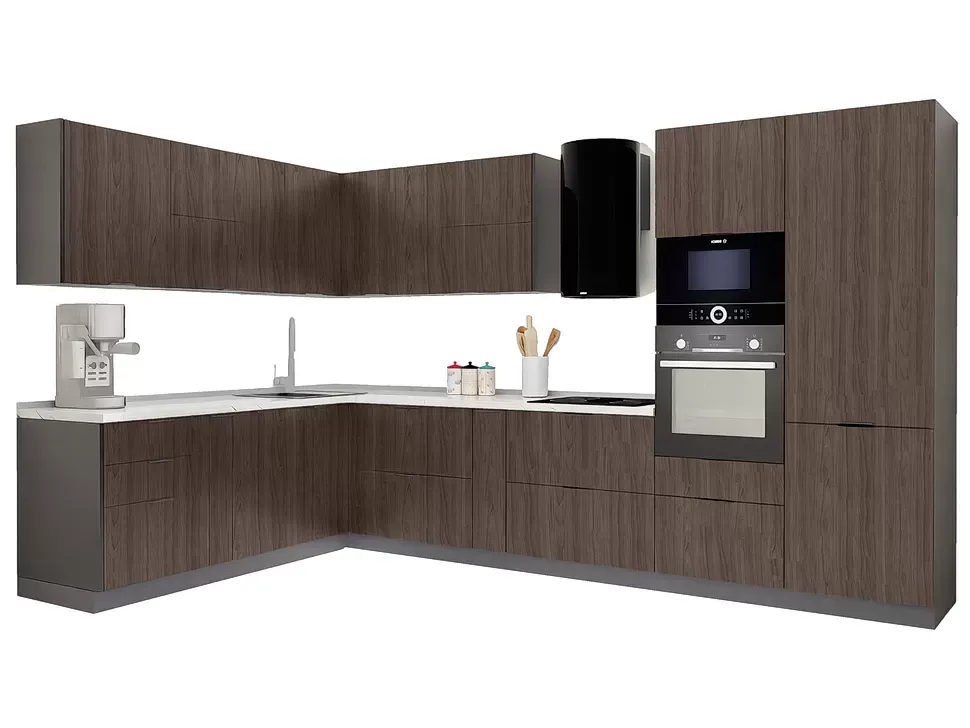 LuxeForm 38 Мм, Вяз Серый Угловая кухня Idea 3,6×1,5 м фасады LuxeForm Рост LuxeForm 38 Мм, Вяз Серый Угловая кухня Idea 3,6×1,5 м фасады LuxeForm Рост