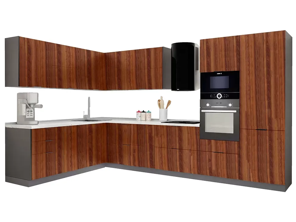 LuxeForm 38 Мм, Дуб Карамель Угловая кухня Idea 3,6×1,5 м фасады LuxeForm Рост LuxeForm 38 Мм, Дуб Карамель Угловая кухня Idea 3,6×1,5 м фасады LuxeForm Рост