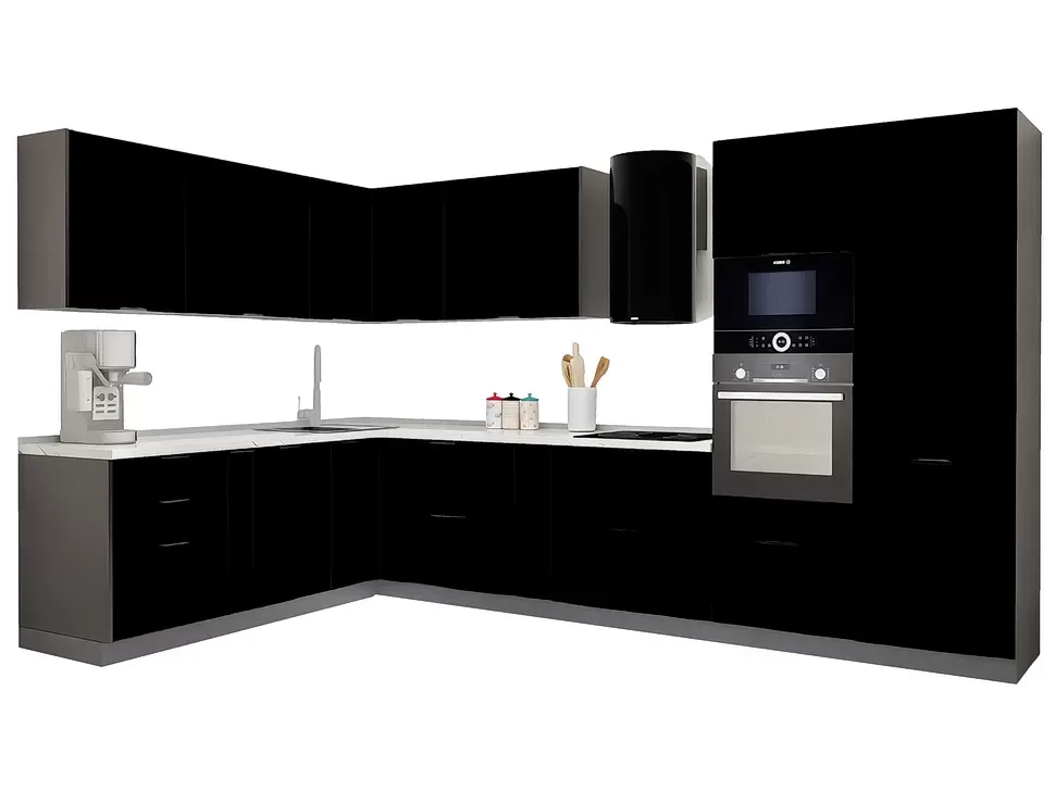 LuxeForm 38 Мм, Черный Угловая кухня Idea 3,6×1,5 м фасады LuxeForm Рост LuxeForm 38 Мм, Черный Угловая кухня Idea 3,6×1,5 м фасады LuxeForm Рост