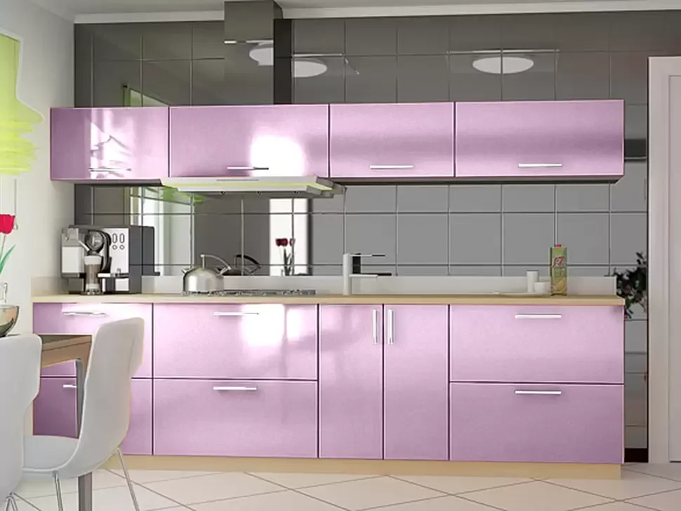 Прямая кухня, розовая металлик комплект Колор-МИКС ВИП-Мастер 2.8 метра Прямая кухня, розовая металлик комплект Колор-МИКС ВИП-Мастер 2.8 метра